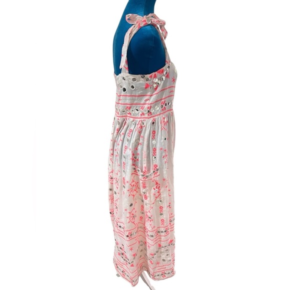 Juliet Dunn boho white and pink embroidered maxi dress size Small fit - Picture 7 of 14